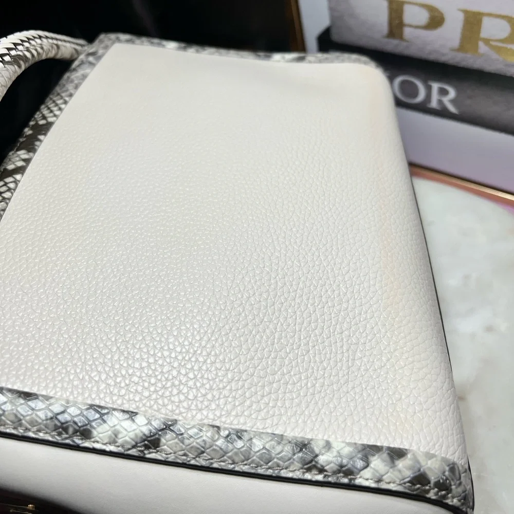 MICHAEL  KORS Karlie Medium Pebbled and Snake Embossed Leather Satchel NWOT
